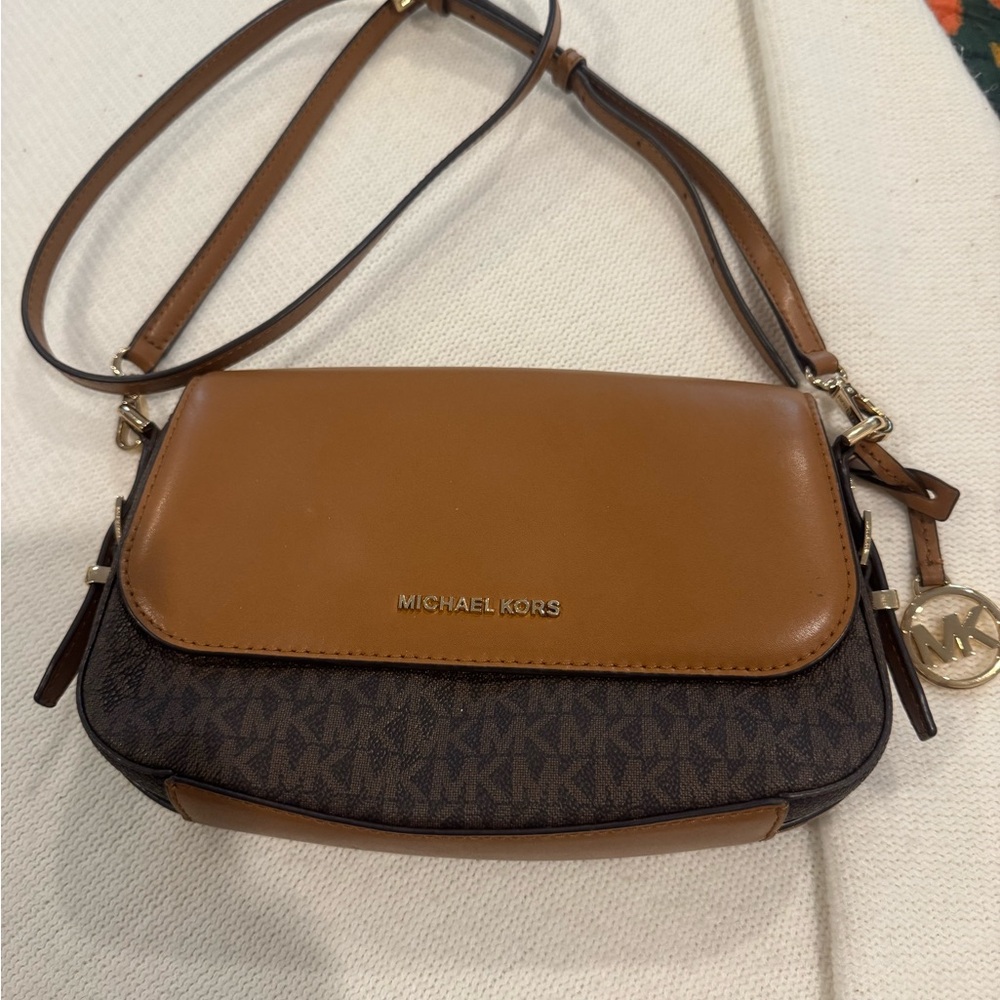 Michael Kors Tan and Brown Crossbody Bag
